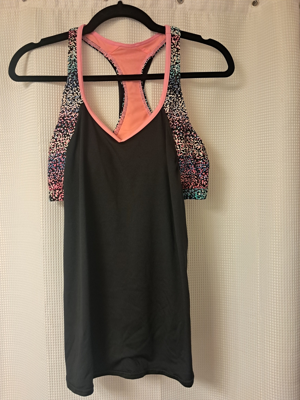 ZeroXposur Black Tank Top with Pink and Multicolor Speckle Trim